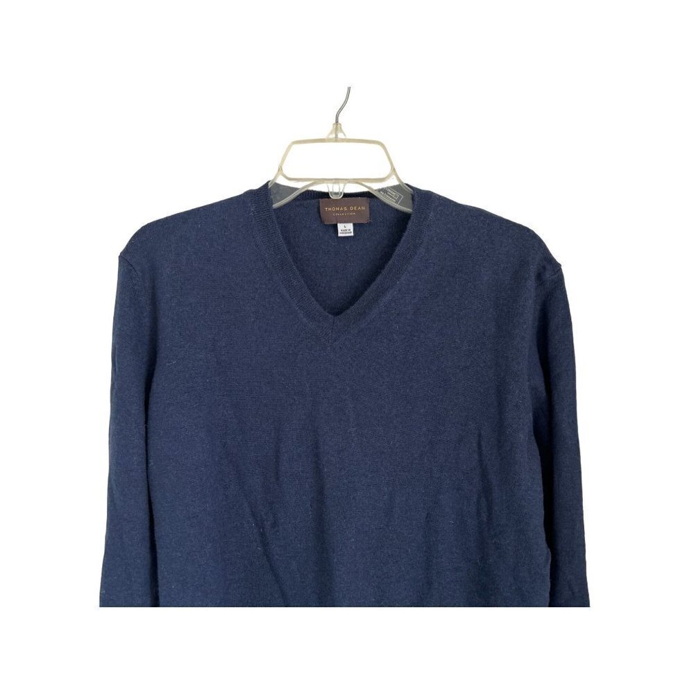 Thomas Dean Collection Merino Wool V-Neck Sweater Pullover Large